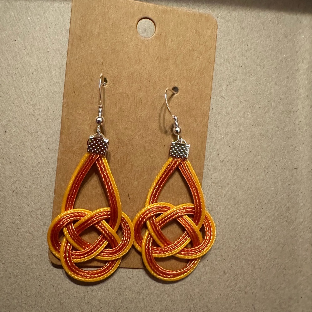 Vibrant Orange and Yellow Geometric Earrings